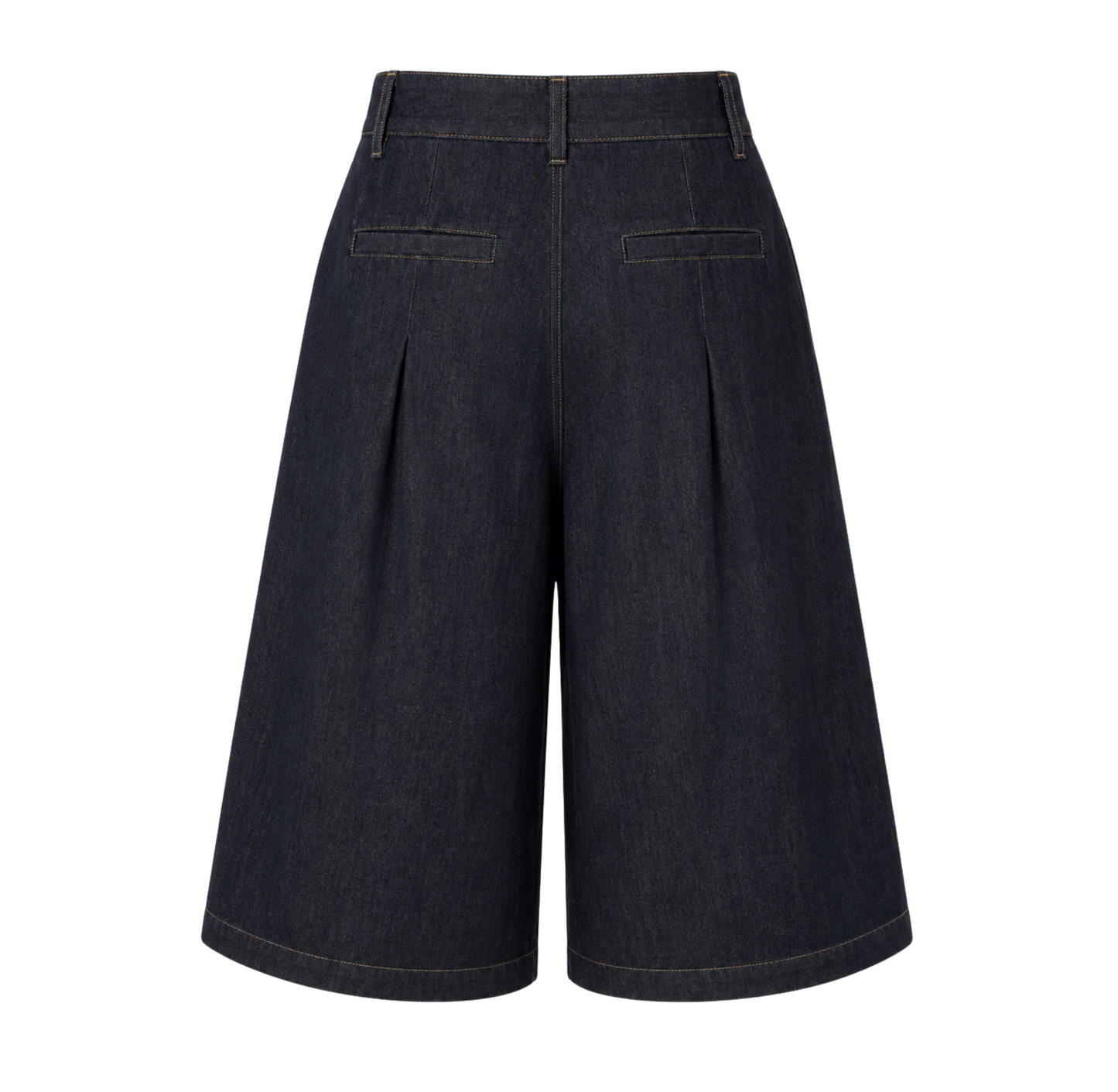 Structure Pleated Denim Bermudas