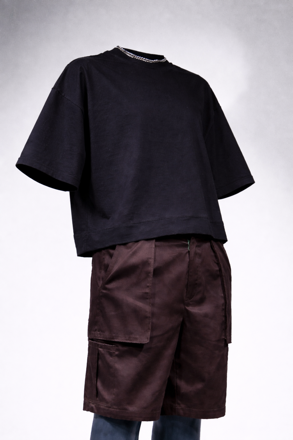 Oversize Fold-to-Crop T-Shirt / Black — Men’s T-Shirt