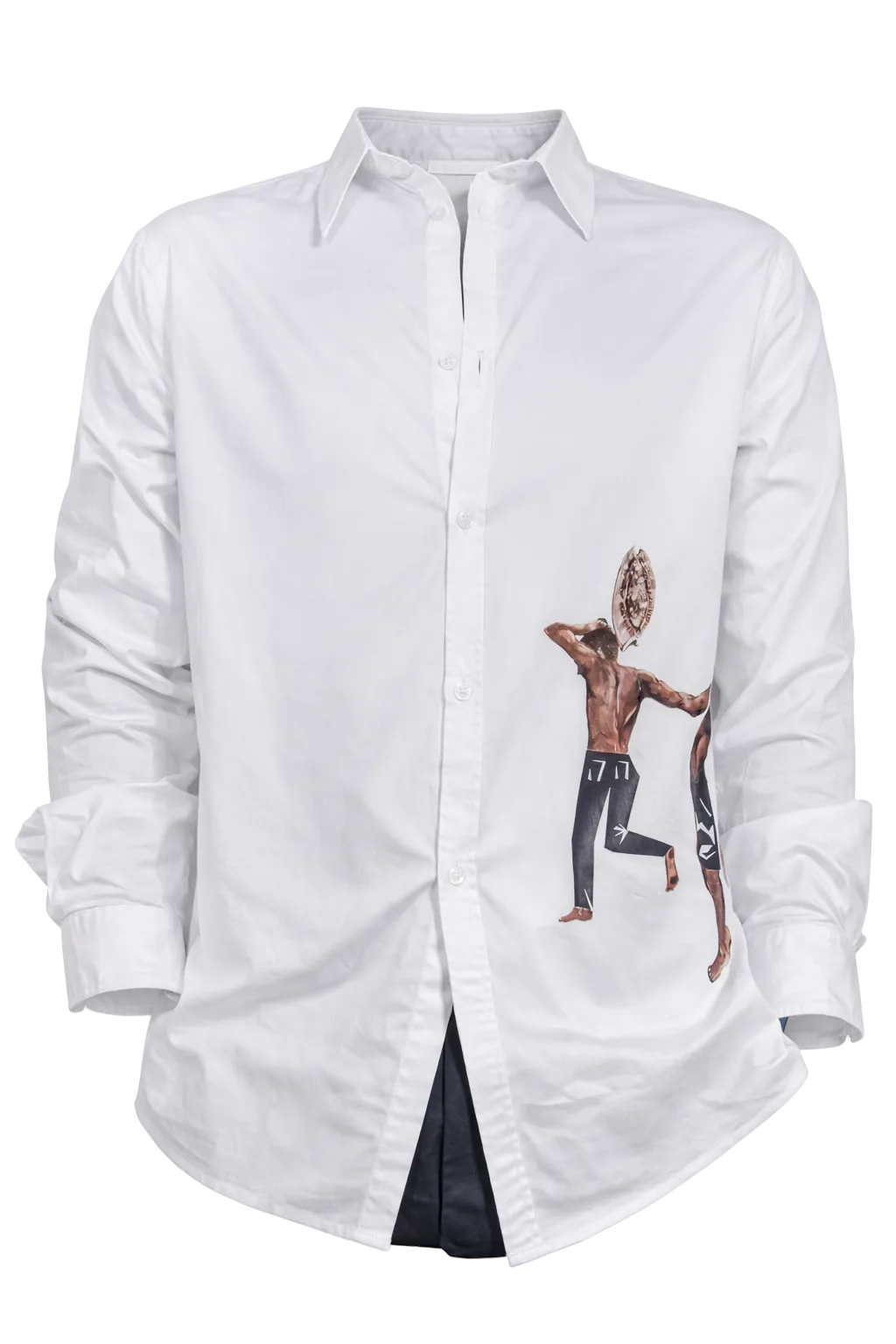 Men’s Shirt – Contemporary African Streetwear | Brito Wata (Long Sleeve Shirt – White | Two African Boys Under the Brazilian Sun)