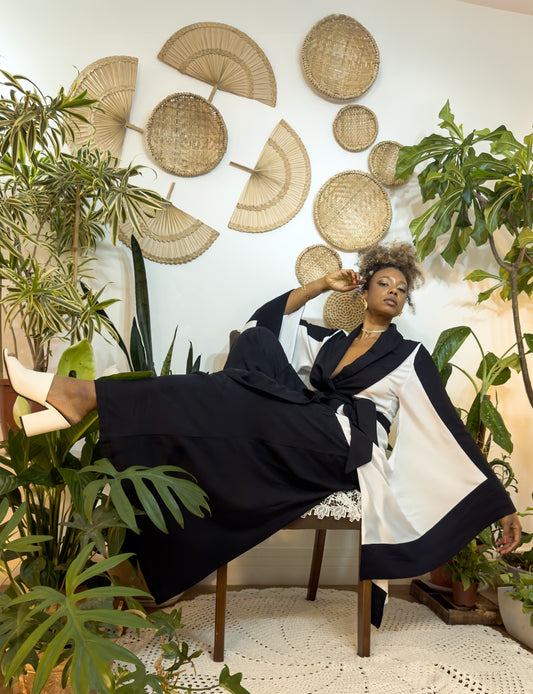 Africa in Flow Black Wide Leg Trousers