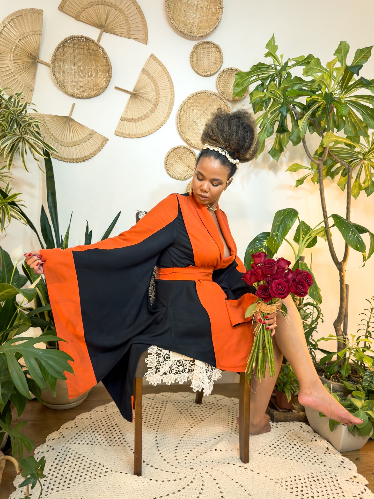 Kimono Africa in Flow Orange and Black