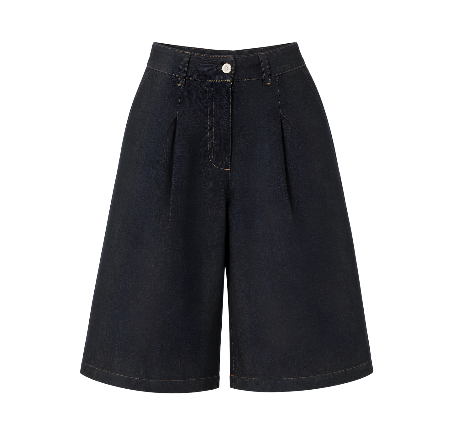 Structure Pleated Denim Bermudas