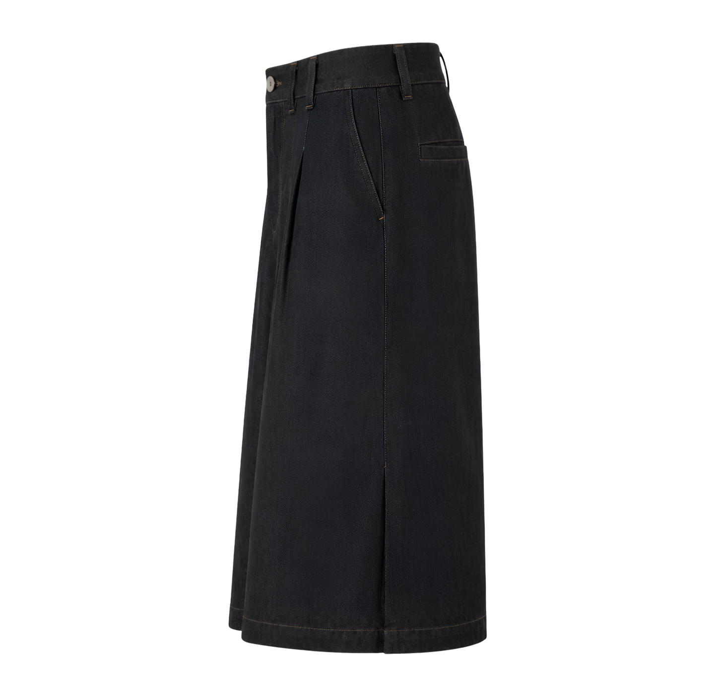 Structure Pleated Denim Bermudas