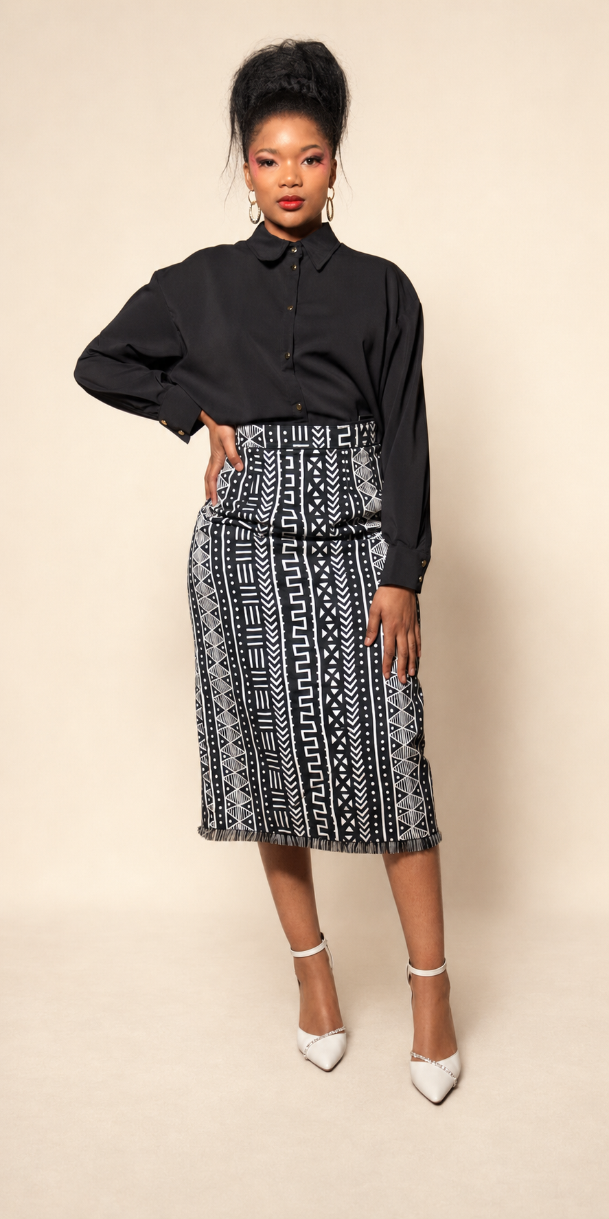 Graphic Heritage Fringe Midi Skirt