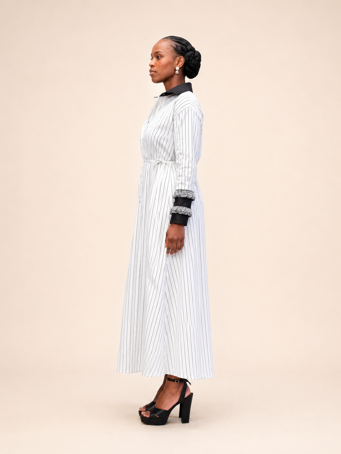 Striped Cotton Maxi Shirt Dress