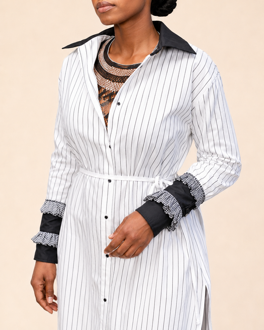 Striped Cotton Maxi Shirt Dress