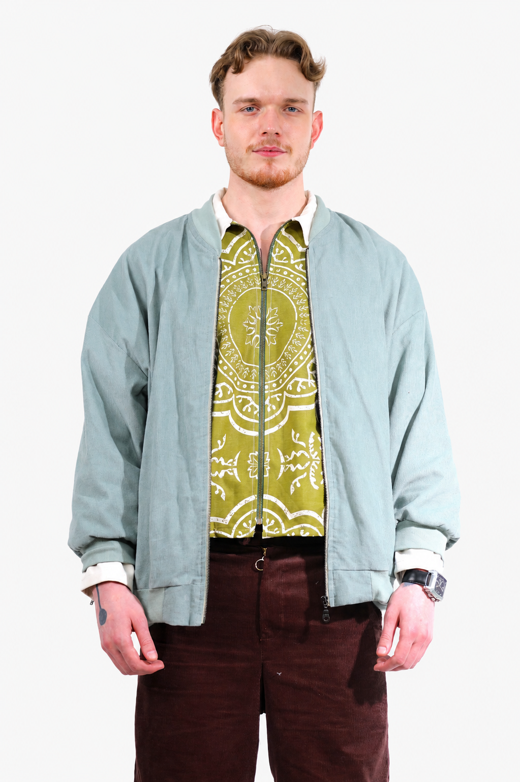Sage Corduroy Bomber Jacket | Green