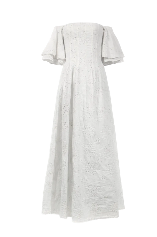 Flair Sleeve Summer Dress / White — Women’s Dress