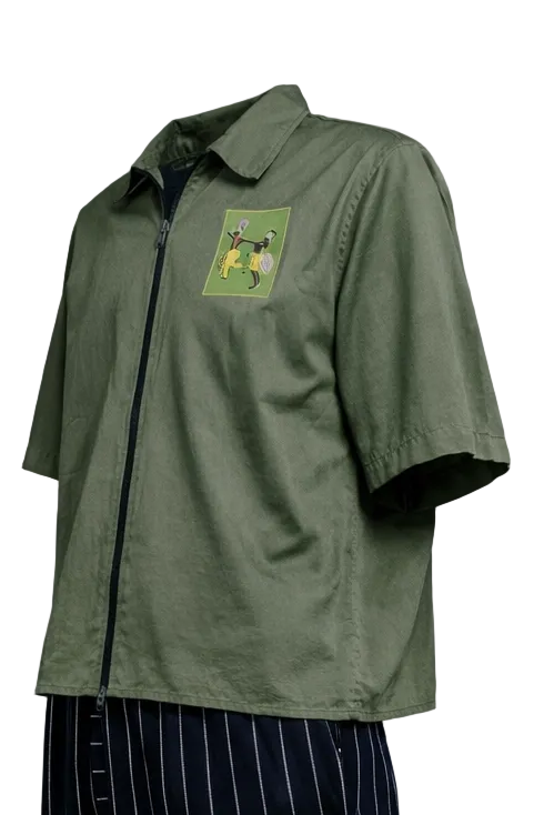 Zip Crop Shirt / Seaweed Green — Men’s Shirt