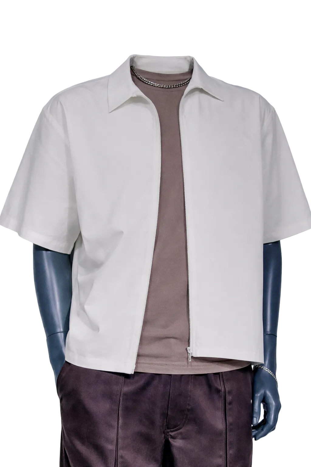 Zip Crop Shirt / Coconut White — Men’s Shirt