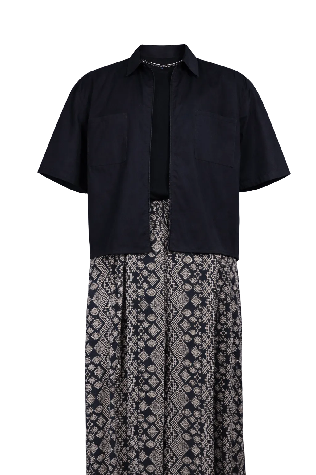 Zip Crop Shirt / Black — Men’s Shirt
