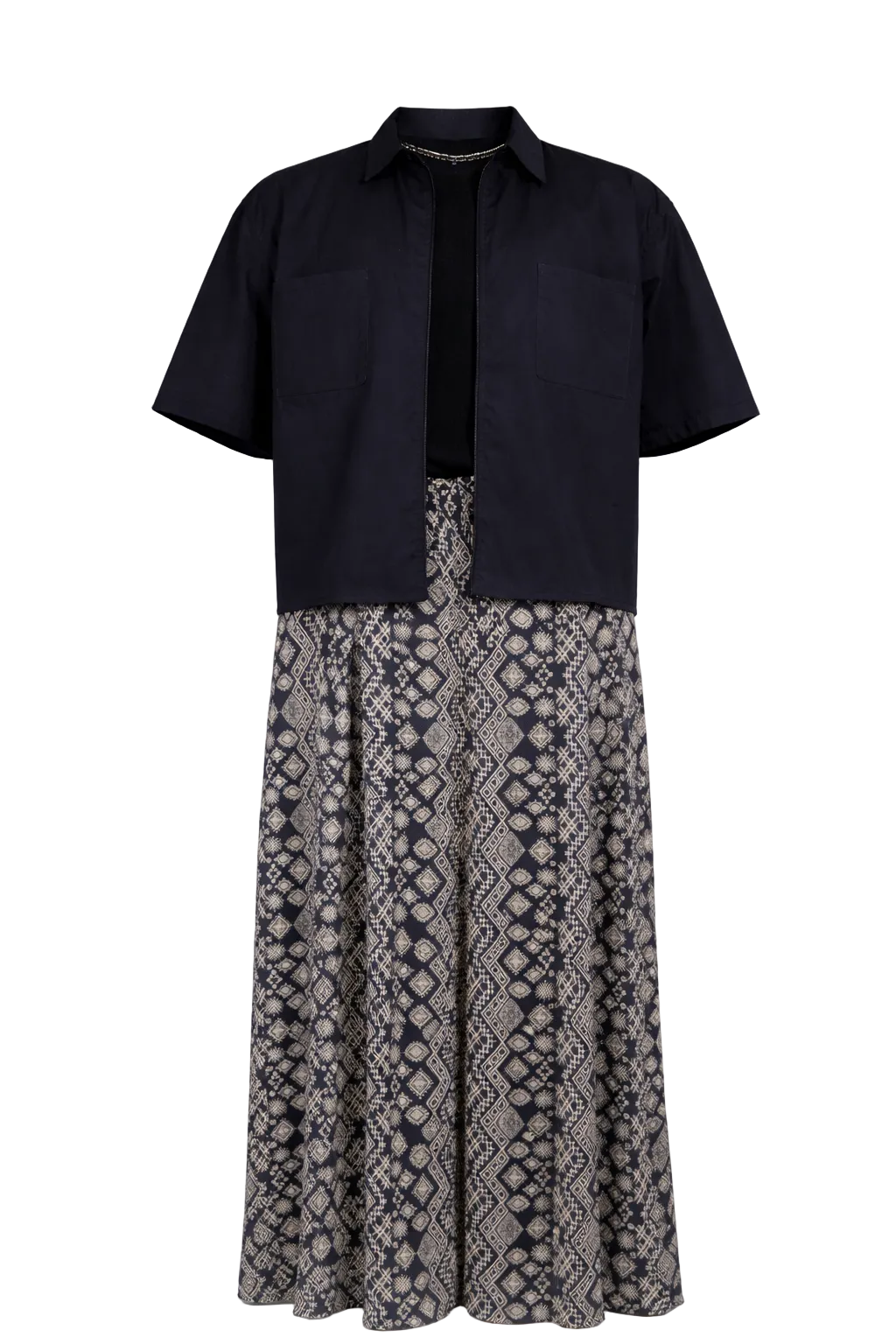 Zip Crop Shirt / Black — Men’s Shirt