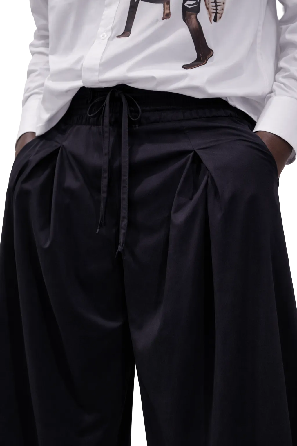 Shweshwe Wide-Leg Pants / Black — Unisex