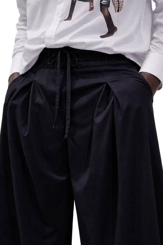 Shweshwe Wide-Leg Pants / Black — Unisex