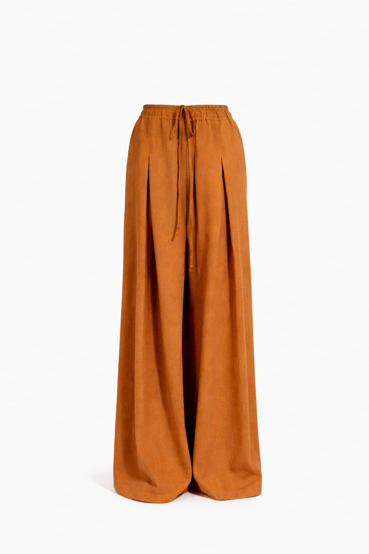 Shweshwe Wide-Leg Pants / Brown — Unisex