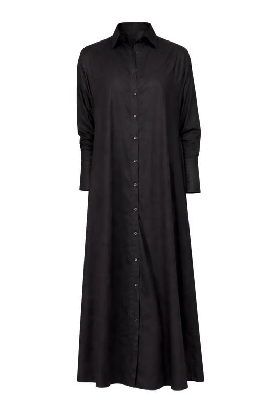 Shirt Dress with Print / Black — Women’s Dress