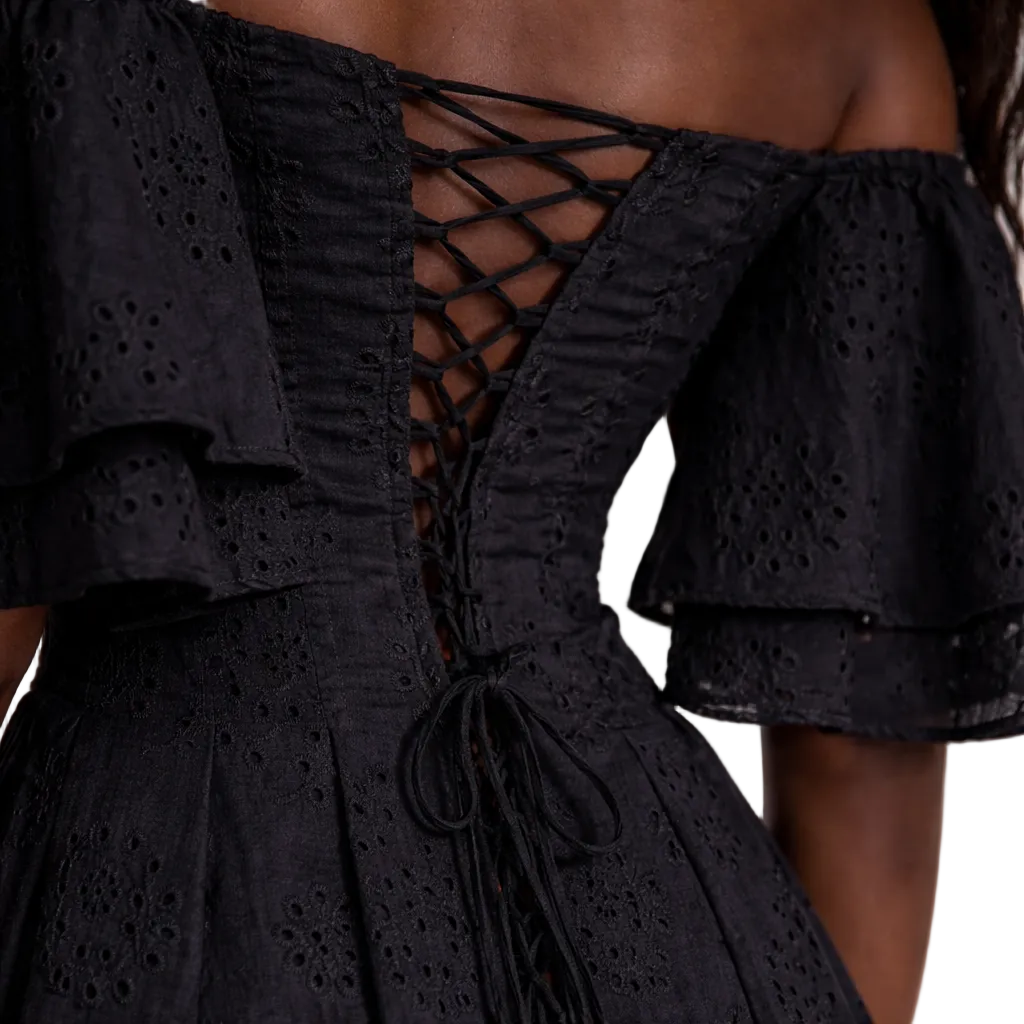 Flair Sleeve Summer Dress / Black — Women’s Dress