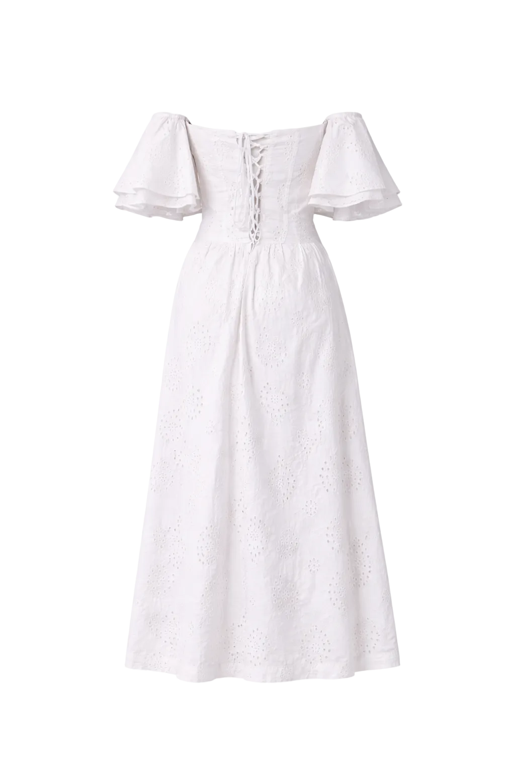 Flair Sleeve Summer Dress / White — Women’s Dress
