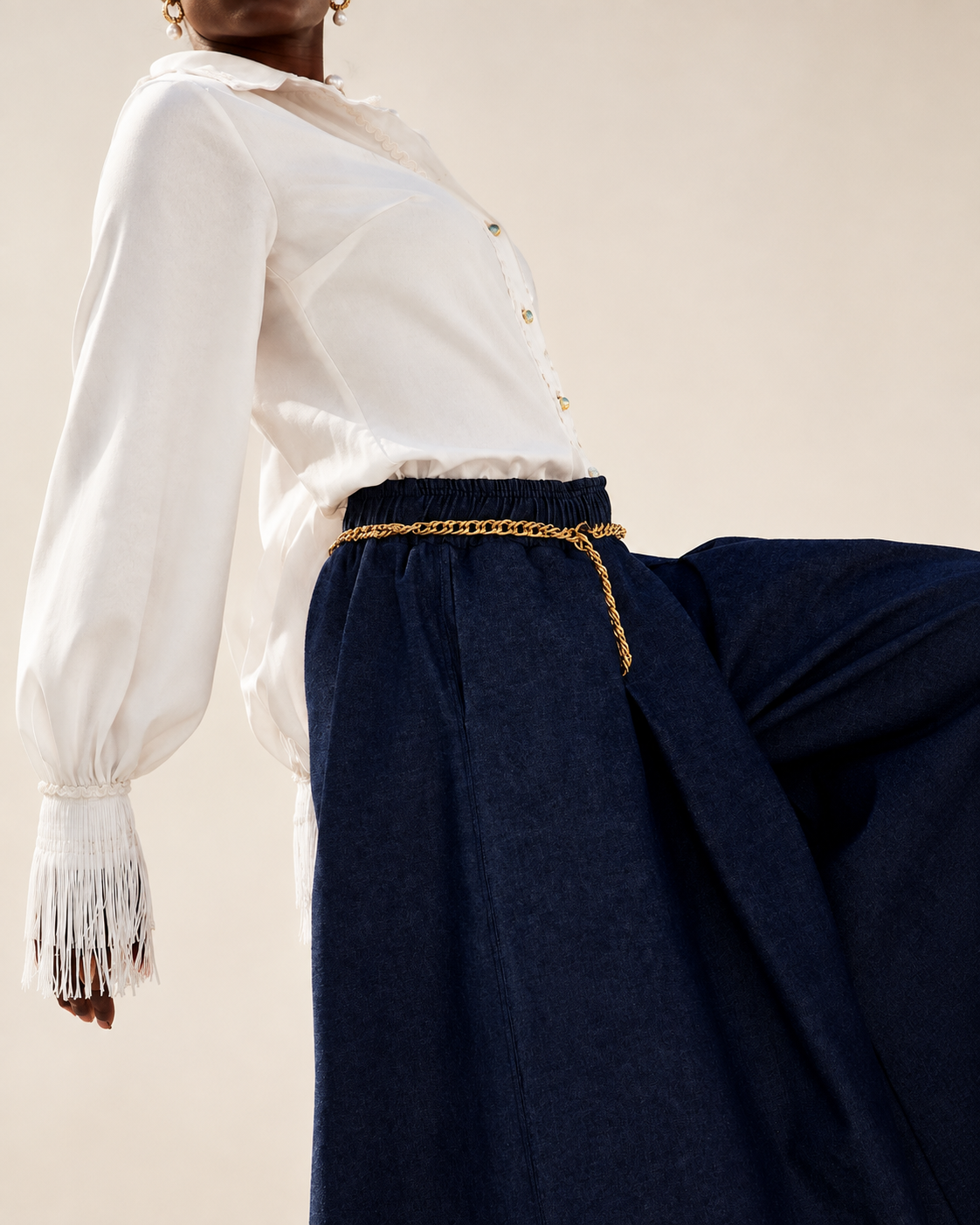 Ivory Rhythm Fringe Blouse