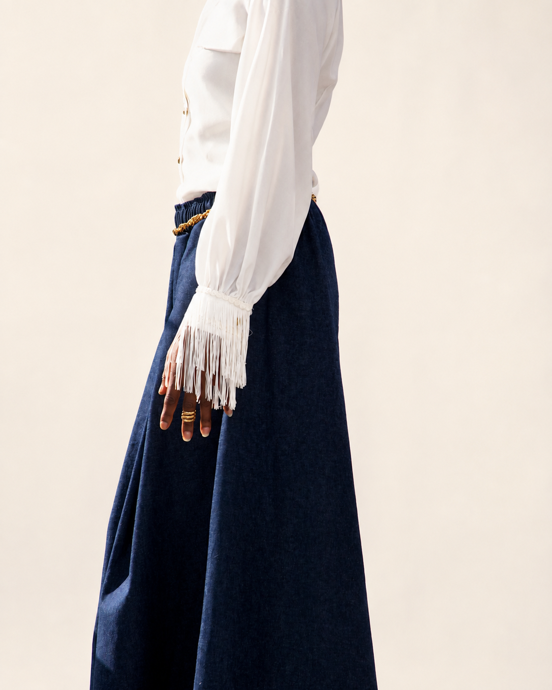 Ivory Rhythm Fringe Blouse