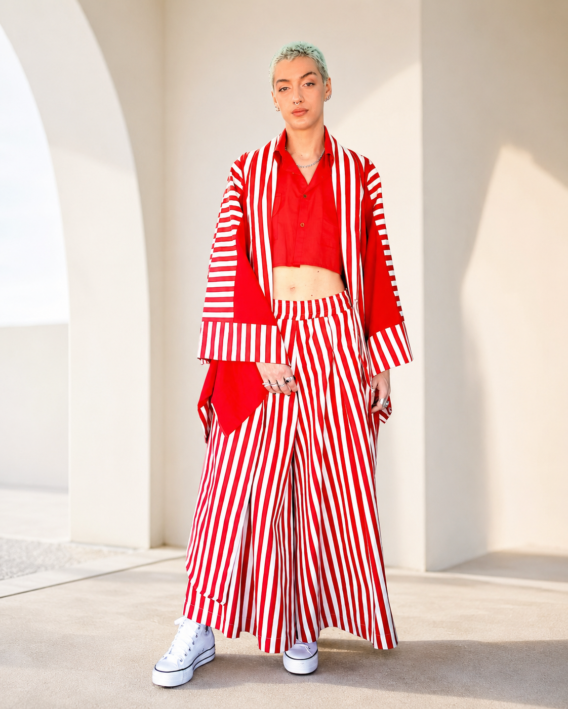 Red Line Wide-Leg Trousers