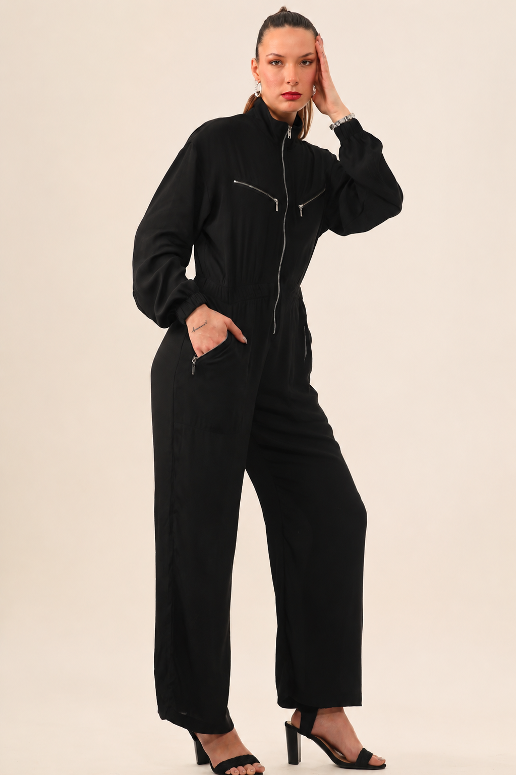 Metal Line Zip Jumpsuit