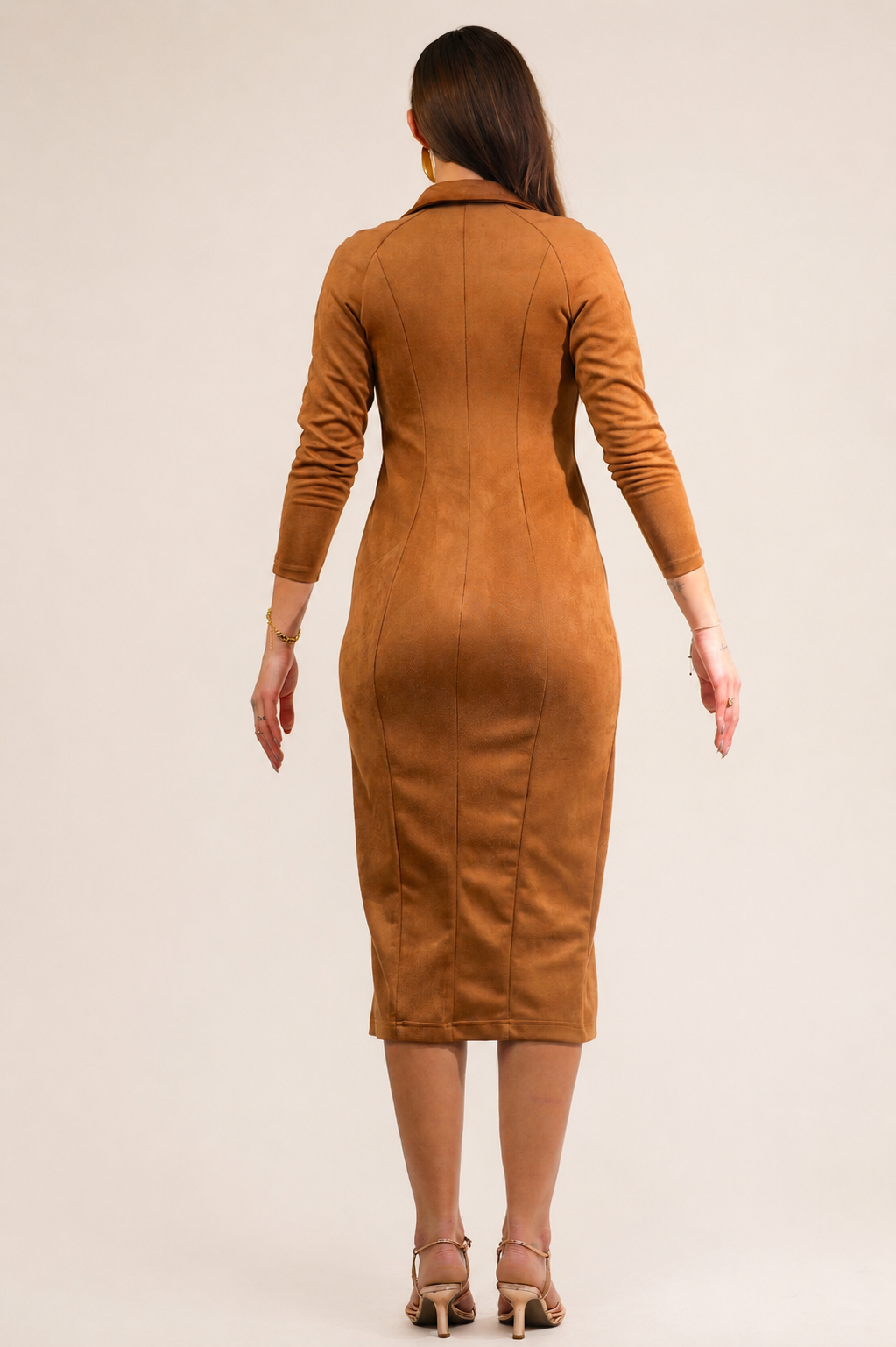 Caramel Suede Zip Dress