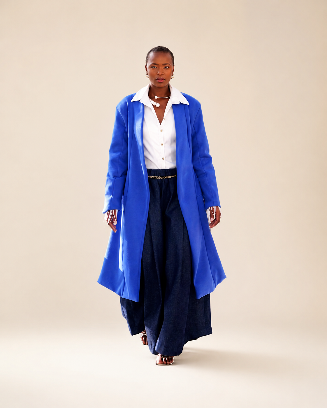 Denim Volume Wide-Leg Trousers
