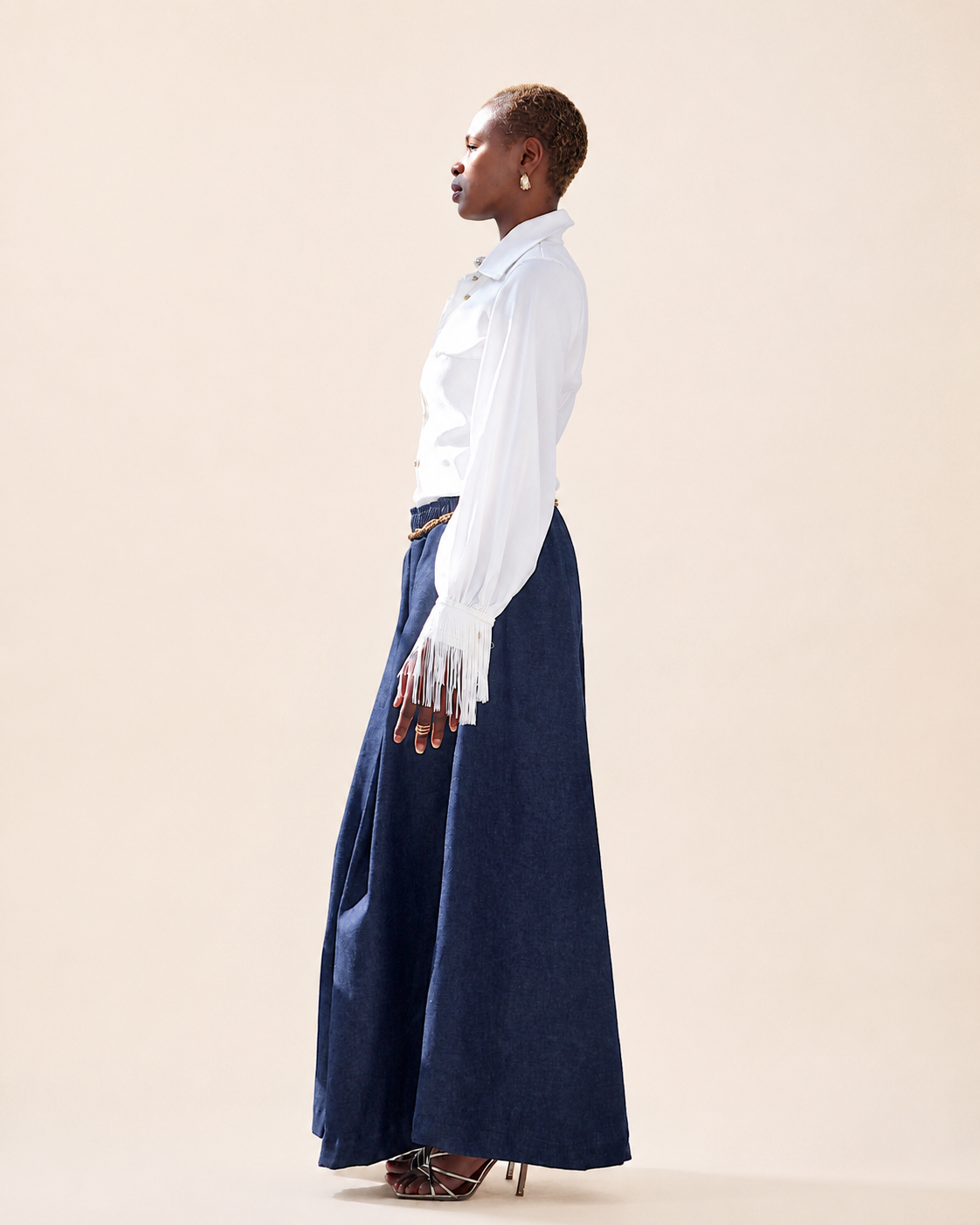 Denim Volume Wide-Leg Trousers
