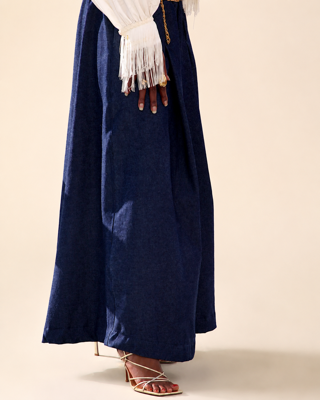 Denim Volume Wide-Leg Trousers