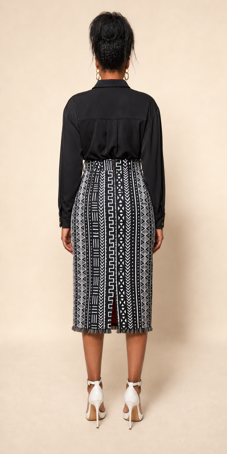 Graphic Heritage Fringe Midi Skirt