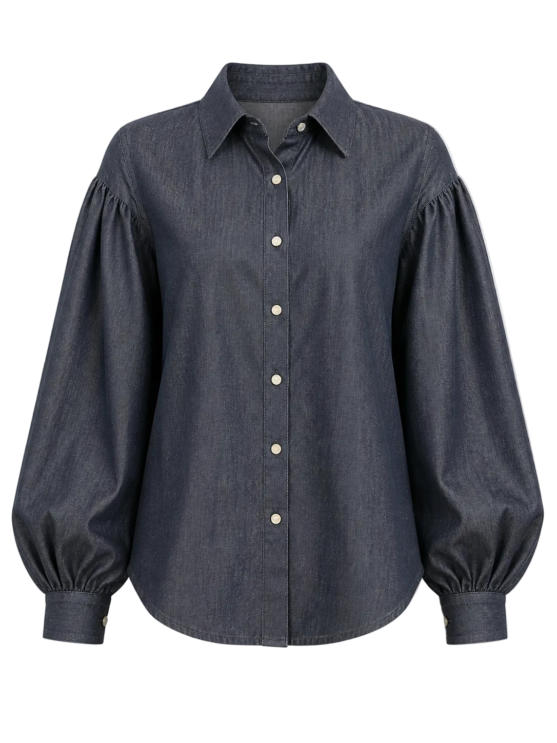 Denim Volume Sleeve Blouse