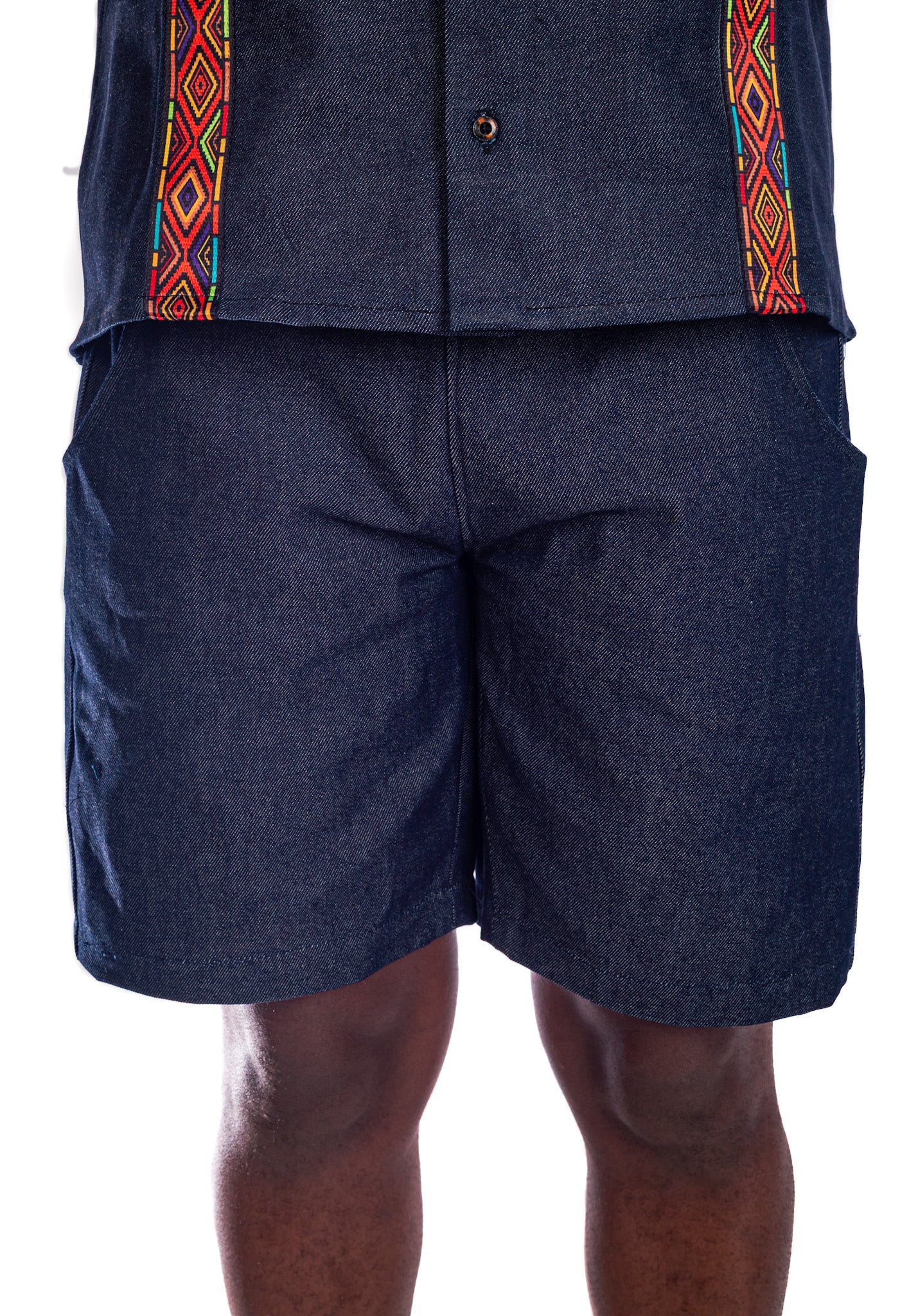 Men's streetwear shirt and denim shorts set