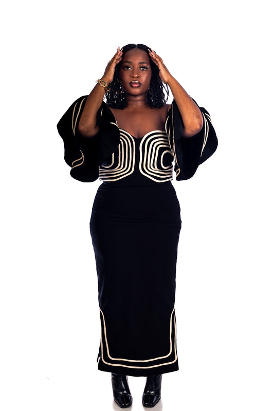 Nubian Queen Pencil Skirt and Flair Crop Top Set – Maria Collection