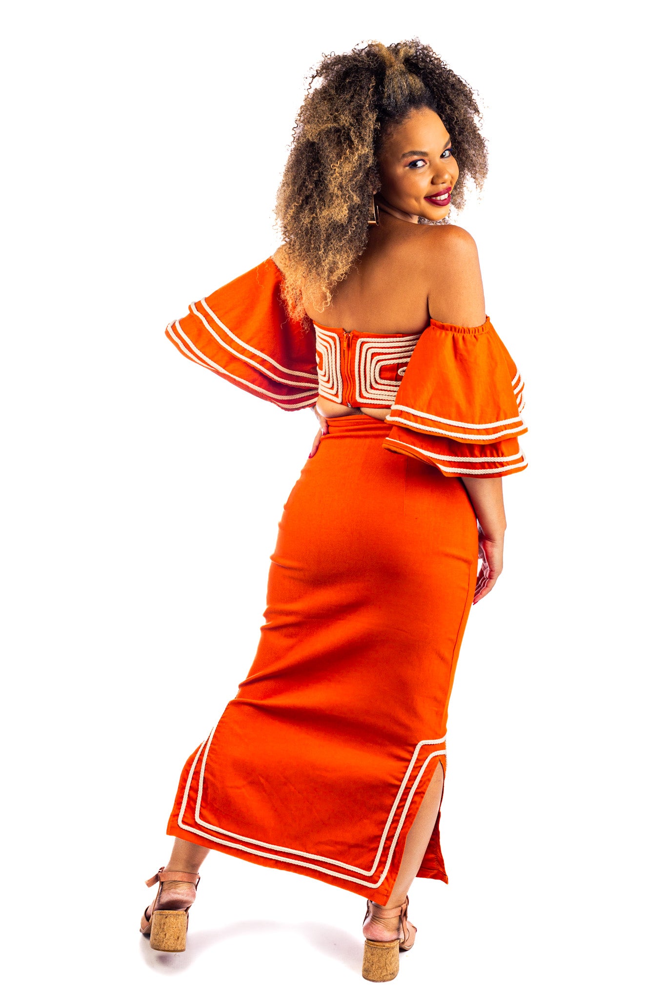 Nubian Queen Orange Pencil Skirt – Maria Collection