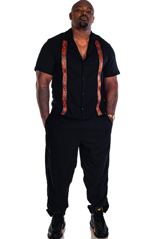 Men's streetwear tribal luxe shirt and pants set